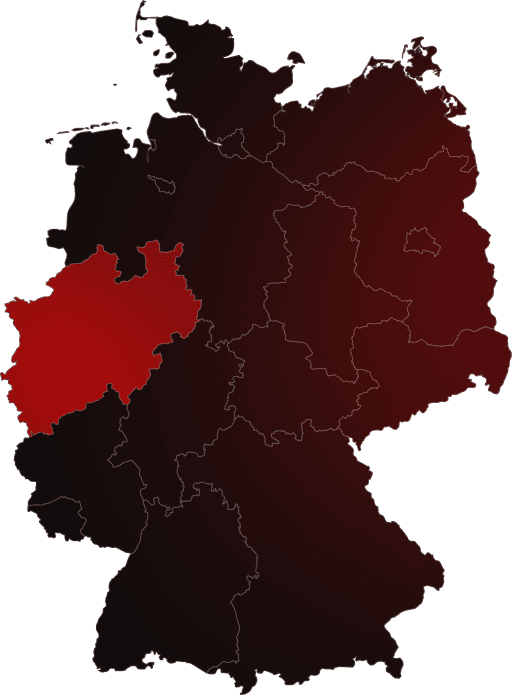 Karte von Deutschland mit Markierung in Leverkusen